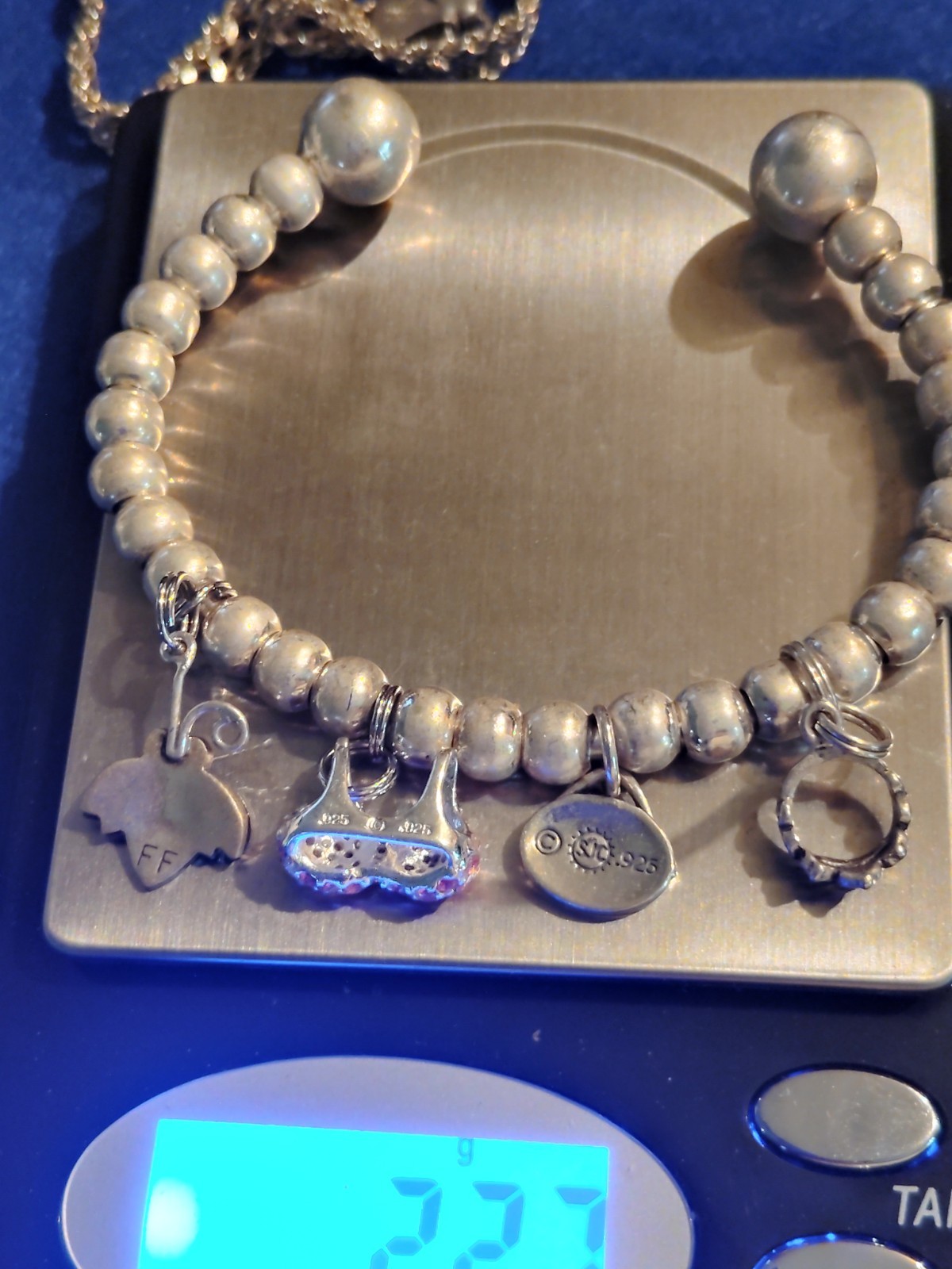 Very Nice Solid Sterling Silver Beaded Cuff Brace… - image 5