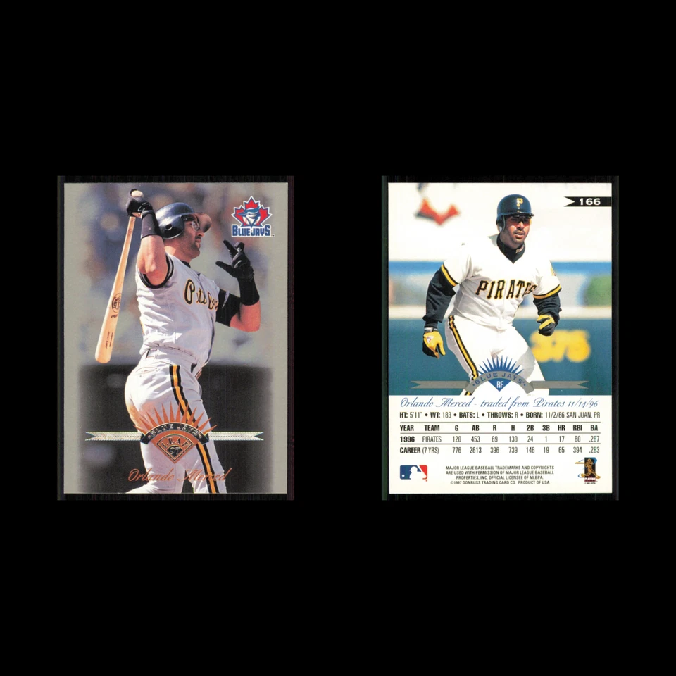 Orlando Merced #166 1997 Leaf Toronto Blue Jays Baseball Card MLB NM - Изображение 3 из 3