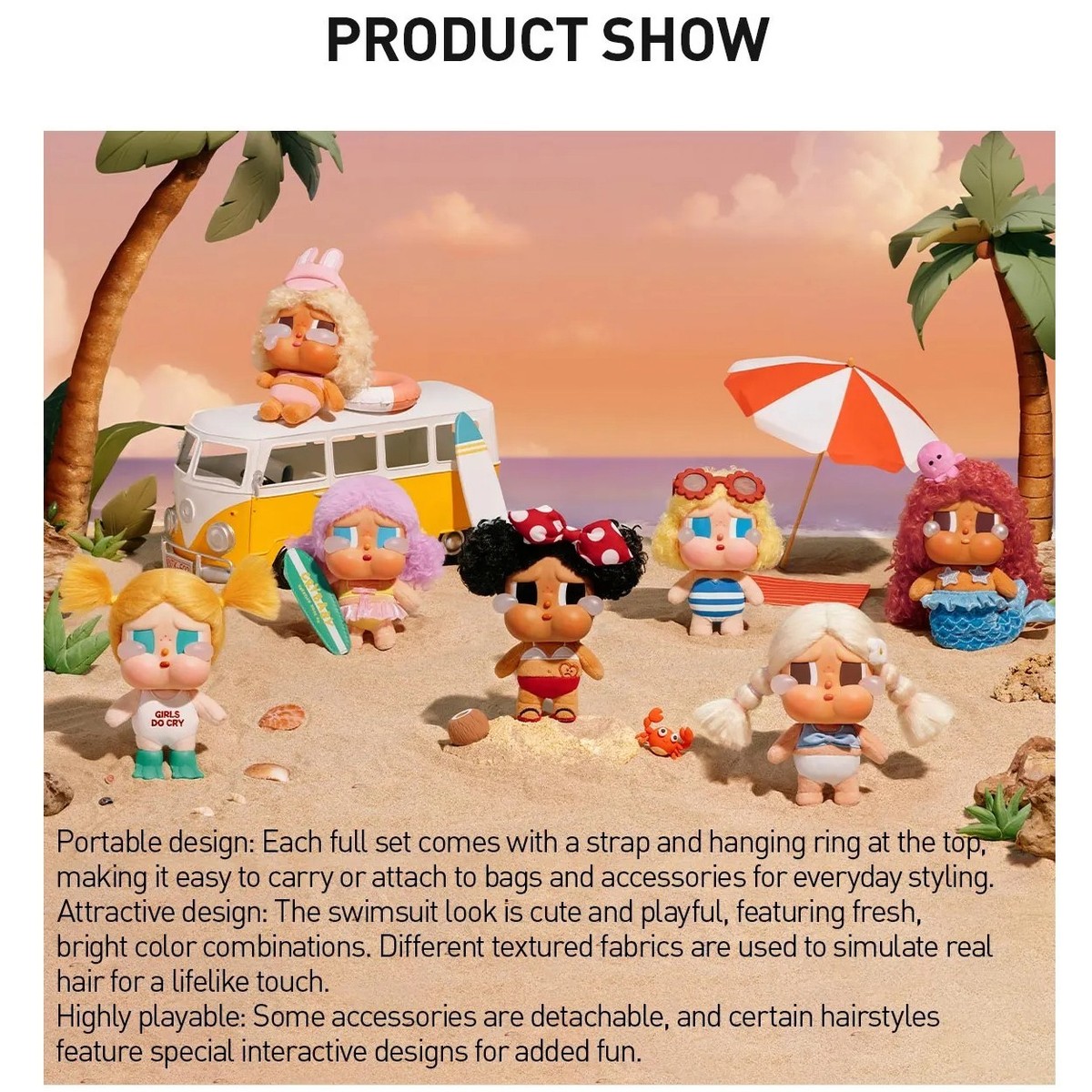 POP MART x Crybaby Vacation Mode On Series Vinyl Plush Key Pendant