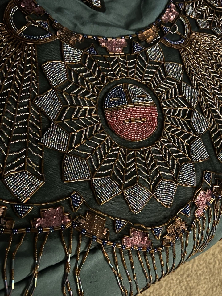 VTG Glass Hand Beaded Sequins SHAWL CAPELET Collar Cover-Up Belly Dance Costume  - Image 3 of 4