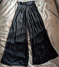 Vintage 1940s Black Silky Rayon Palazzo Pants Old Hollywood Glamour