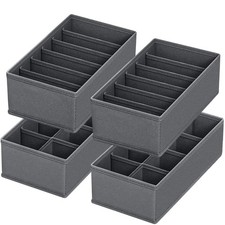 4 PACK Sock Underwear Drawer Organizer Dividers, Collapsible Cabinet Closet S...
