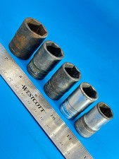 Snap-on Tools Socket Set 1/2” Drive 9/16” to 7/8” 6 Point 5 Pieces USA J-13-7