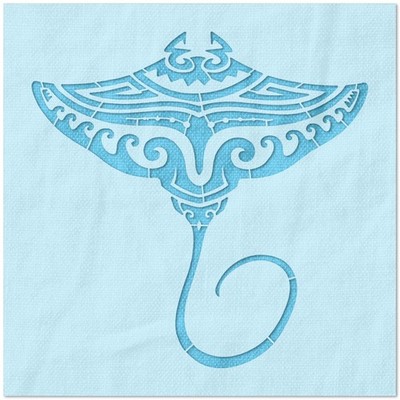 Polynesian Stingray Wall Art Reusable Plastic Stencil - StencilAir