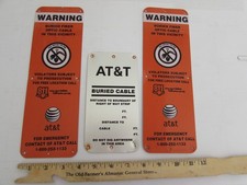 AT&T Fiber Optics Cable Warning Signs 3 Buried Cable Signs USED but NICE