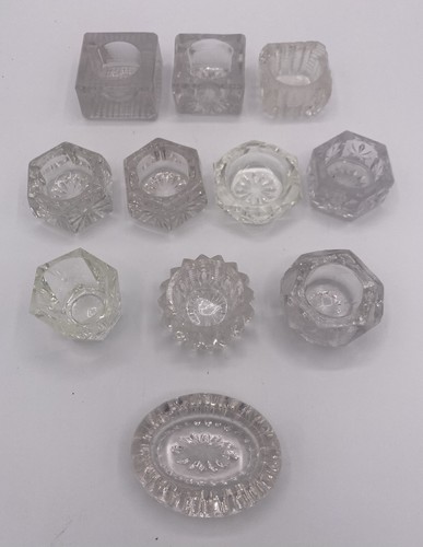 11 Misc Clear Glass Vintage Salt Cellers