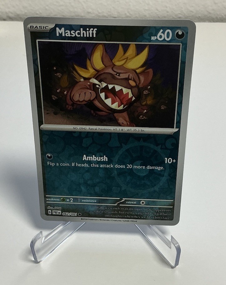 Pokemon Paldean Fates Maschiff Reverse Holo Common Card 062/091 NM