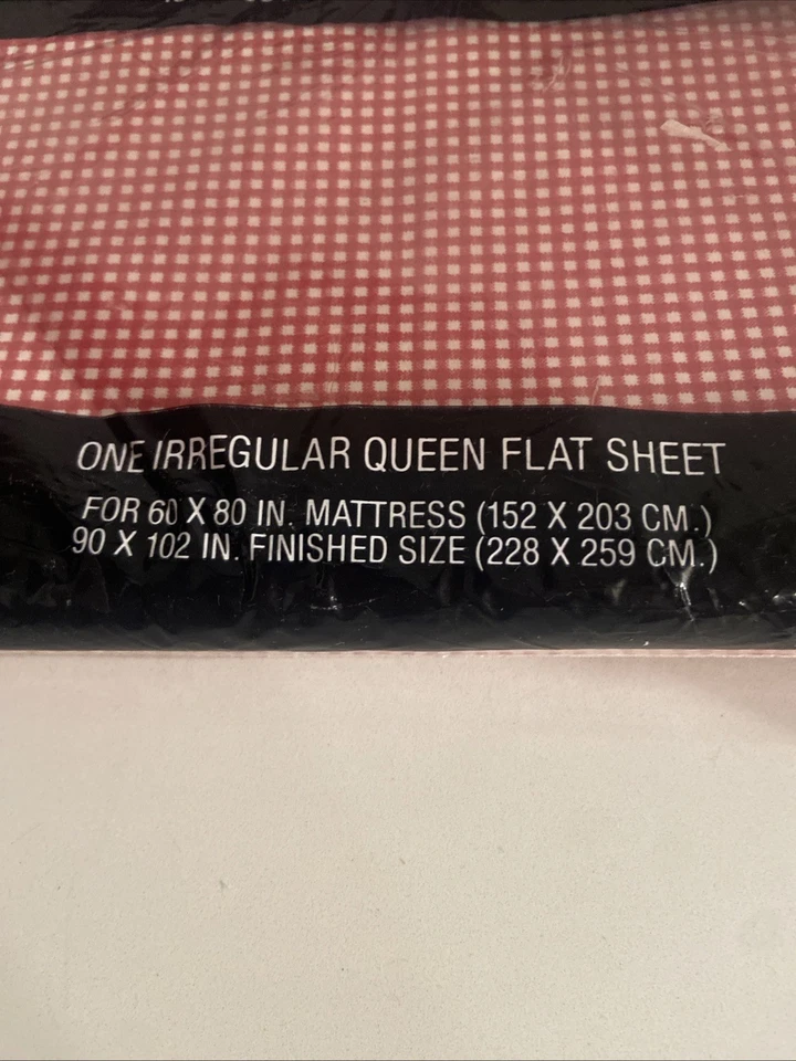 Vintage Ralph Lauren NWT Irregular Queen Flat Sheet Red and White Checked USA - Image 3 of 3