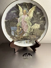 1993 Lefton China Collector Plate #01220 Guardian Angel Watching Children