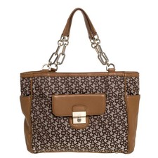 Borsa in tela e pelle firmata Dkny BeigeTan