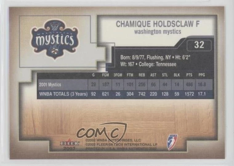 2002 Fleer Authentix WNBA Chamique Holdsclaw #32 - Image 2 of 2