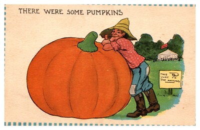 Pumpkin postcard There Were Some Pumpkins Circus Tent in background   #4