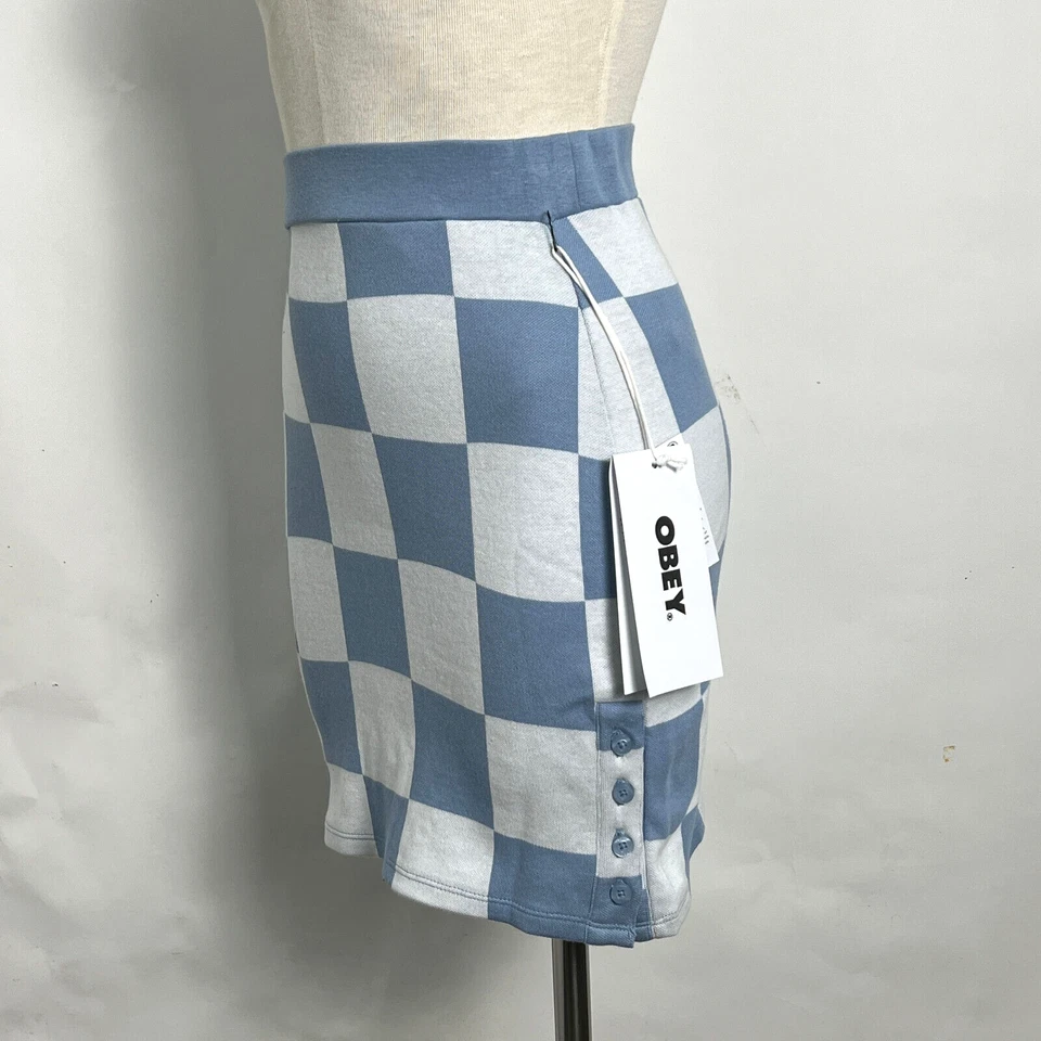 Minifalda ajustada para mujer Obey Lydia Seal Ice Checker talla S nueva con etiquetas Shepard Fairey Foto 4 de 4