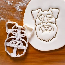 Schnauzer Face Cookie Cutter - cute portrait dog treats adoption rescue birthday