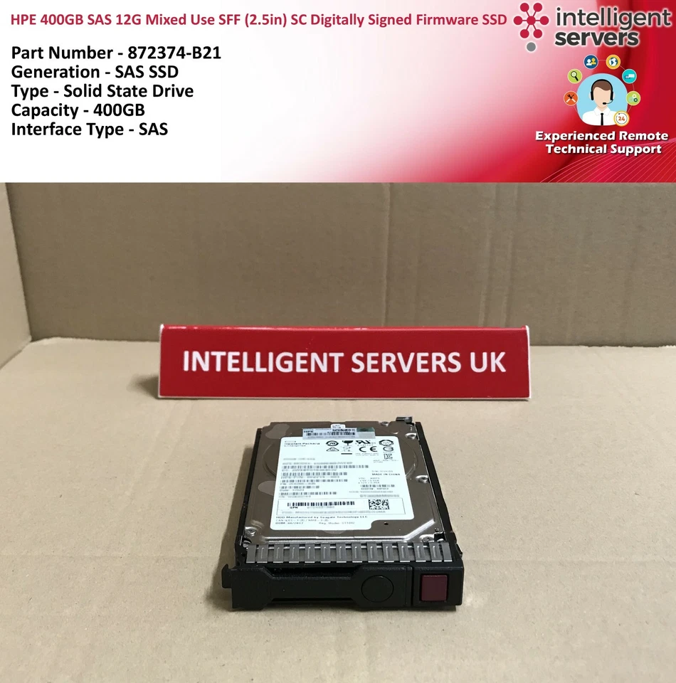 HPE 400GB SAS 12G 872374-B21 Mixed Use SFF SC Digitally Signed Firmware SSD - Image 2 of 2