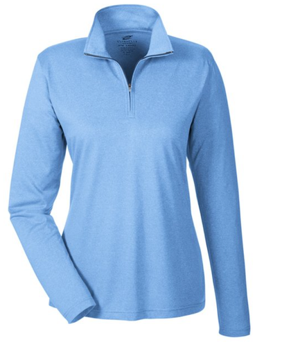 UltraClub - 8618W Ladies' Cool & Dry Heathered Performance Quarter-Zip Pullover - Picture 9 of 20