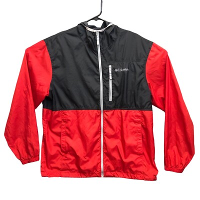 Columbia Mens Full Zip Windbreaker Rain Coat Jacket Lightweight Red Size Large