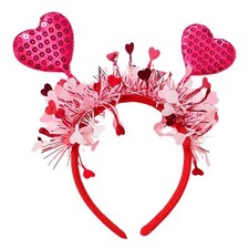 Sequin Heart Headband for Women Valentine Headbands Pink Heart Head Boppers S...