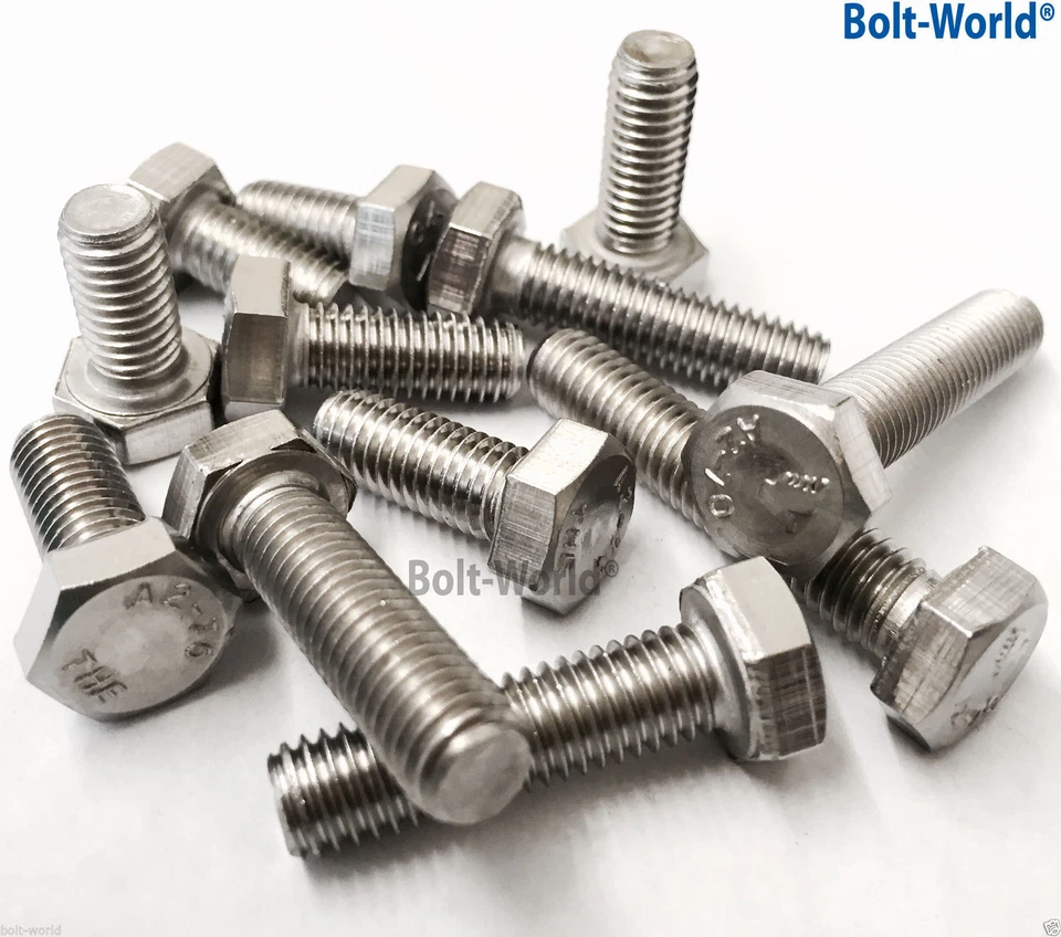 BOLT WORLD 1/4, 5/16, 3/8, 1/2" UNC HEX SET SCREWS A2 STAINLESS STEEL FULLY THREADED BOLTS
