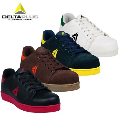 Delta Plus Cuero Cuero Sin Metal Puntera Compuesta Seguridad Bota de Trabajo Zapato de Entrenador Talla