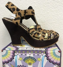 POETIC LICENCE SHOES MUMBA LEOPARD FAUX FUR HEELS SIZE 8/39 LONDON NIB