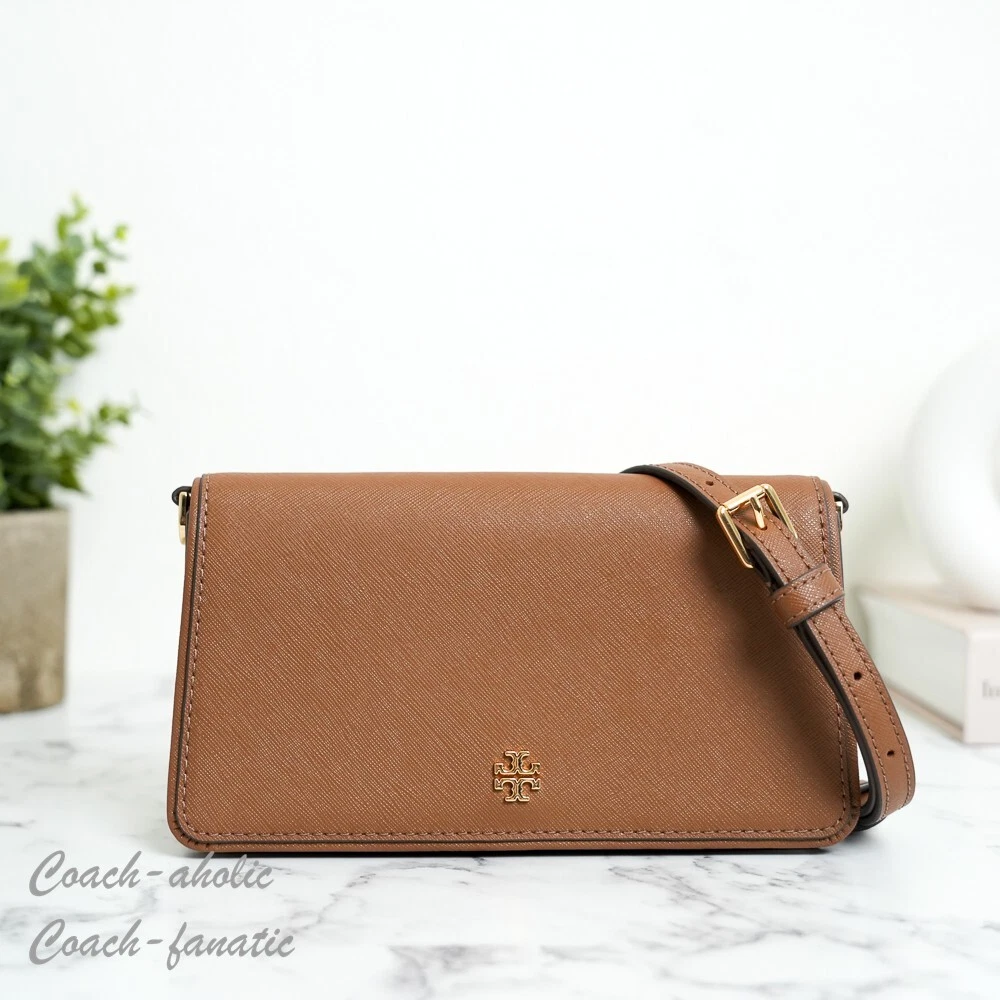 Borsa a tracolla nuova con etichette Tory Burch Emerson Saffiano mini pochette 159463 alce