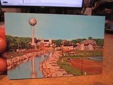 U2 Old OHIO Chrome Postcard Vermilion River Water Tower Route 6 Bridge Inlet Car
