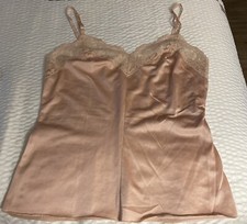 Vintage OLGA Salmon Pink Nylon Satin Lace Accent Camisole 1020 Size 36