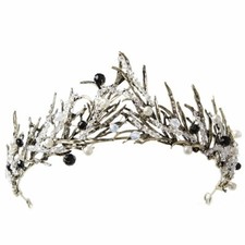 Fairy Queen Austrian Rhinestone Faux Pearl Tiara Hair Crown Bronze Tone T998