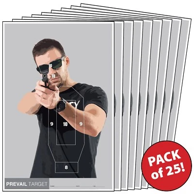 FREEDOM GUN TARGETS 25 Paper Shooting Targets Range Gun Pistol Rifle Handgun Gunman Threat 23x35