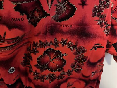 Vintage 60s Ui Maikai Hawaiian Aloha Shirt Mens Large Cotton Made