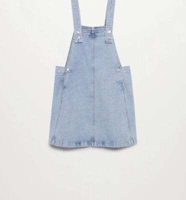 MNG light denim Pinafore Dress NWT