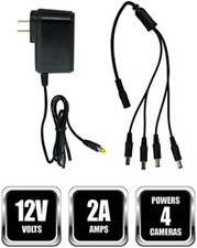    Night Owl Security SPF-CAMP-2A Camera Adapter w/ 4-Way Power Splitter Black