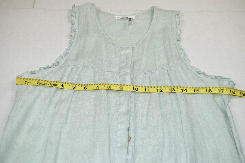 Jersey de lino vintage talla S/M años 90 verde pálido con volantes cinturón lazo cintura capri Foto 4 de 4