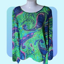 Show Me Your Mumu Womens Tunic Top Coverup Green Tropical Floral oversized S