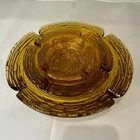 1960's Vintage Amber Glass Nesting Ashtrays Set of 3 Anchor Hocking Trays