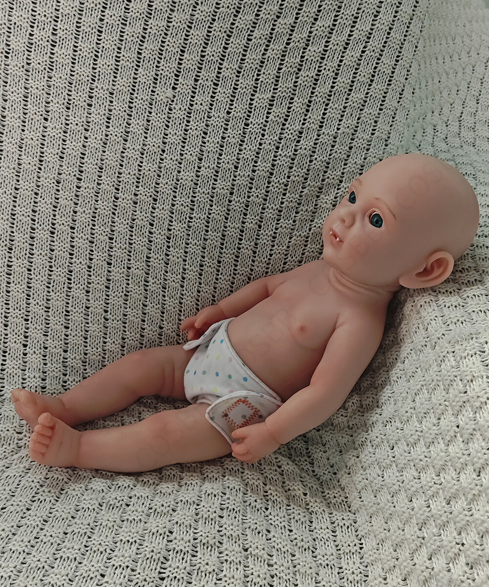 43cm Elf Doll 4.4lbs Full Body Platinum Silicone Baby Dolls Open Eyes Newborn US
