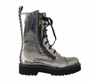 silver combat boots womens