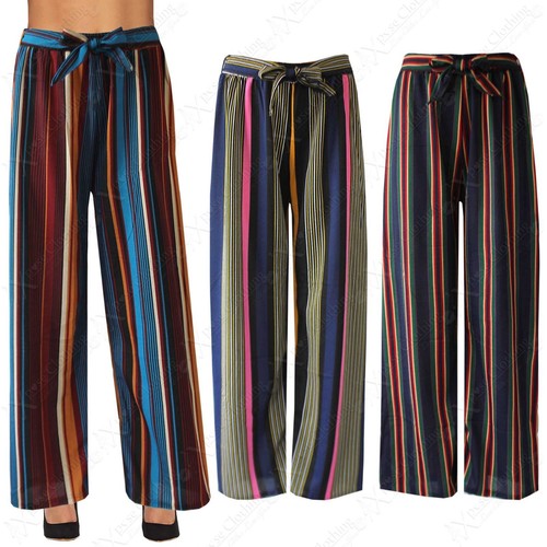LADIES MULTI STRIPE PRINT PALAZZO 