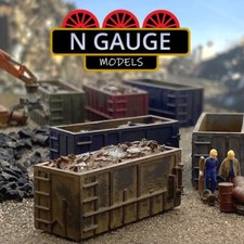 PAINTED- N Scale Gauge 1:148 RORO Skip Container Junk Scrapyard Refuse 1:160 