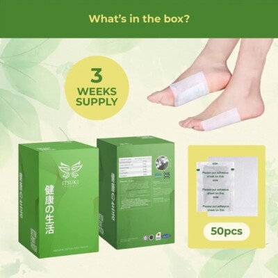 50 Pieces Itsuki Kenko Detox Foot Patch Cleansing Herbs Detox Toxin Aches Pain