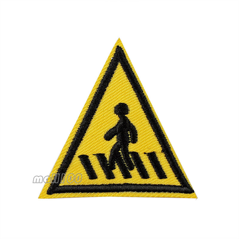Yellow Triangle zebra crossing sign on Patch Badge Sewaing