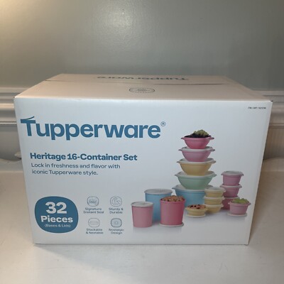Tupperware Heritage Collection 32 Pcs Food Storage Container Set Vintage Colors!