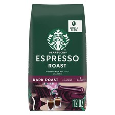Starbucks Espresso Roast Dark Roast Whole Bean Coffee 12oz Arabica Beans