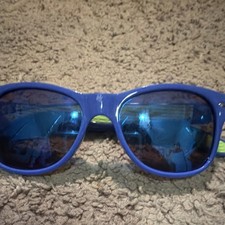 Blue Round Boys' Sunglasses Mirrored Lenses Full Rim Plastic Solid Colorful
