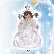 Ni o Dios Satin Dress White Guadalupano Silver Boys Size 12-15-20-25-30-35-40-45