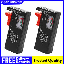 2 Pack Universal Battery Tester AA AAA C D 9V Button Cell Battery Checker Meters