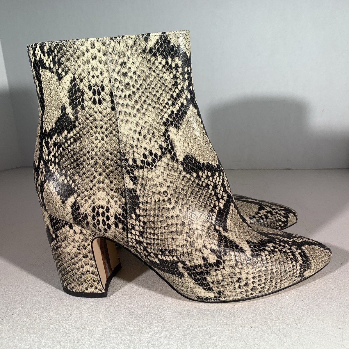 Sam Edelman Hilty Snakeskin Print Leather Ankle Zipper Boots