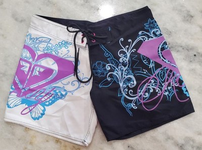 Roxy Logo Quiksilver Women Vintage Board Swim Shorts Brand New Waist 32 