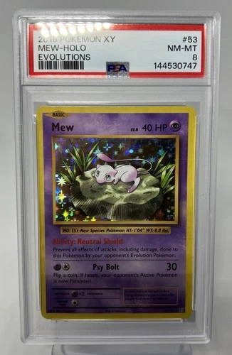 2016 POKEMON XY EVOLUTIONS #53 MEW-HOLO PSA 8